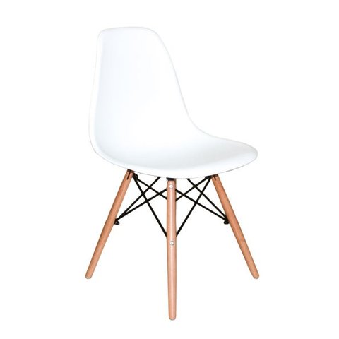 Kit 4 Cadeiras Charles Eames Wood Dsw Branca - Base Madeira