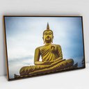 Ver imagem 1 de Quadro Decorativo em Canvas Buda Meditativo TaColado Moldura Flutuante 4,5cm Freijó 90 x 60cm
