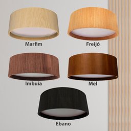 Lustre Plafon Redondo Madeira 40cm - Freijó - 7