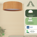 Ver imagem 2 de Lustre Plafon Redondo Madeira 50cm - Freijó