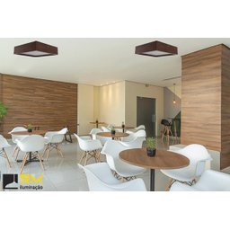 Lustre Plafon Quadrado Madeira 30x30cm 2 Luzes - 4