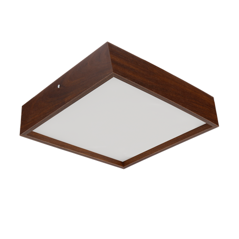 Lustre Plafon Quadrado Madeira 30x30cm 2 Luzes