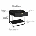 Ver imagem 6 de Mesa de Cabeceira 60cm 1 Gaveta Orgânica Pé Metal Luna Preto