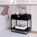 Ver imagem 1 de Mesa de Cabeceira 60cm 1 Gaveta Orgânica Pé Metal Luna Preto