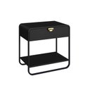 Ver imagem 4 de Mesa de Cabeceira 60cm 1 Gaveta Orgânica Pé Metal Luna Preto