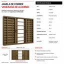 Ver imagem 3 de Janela Veneziana 6 Folhas com Grade Alumínio 120x100cm Bronze