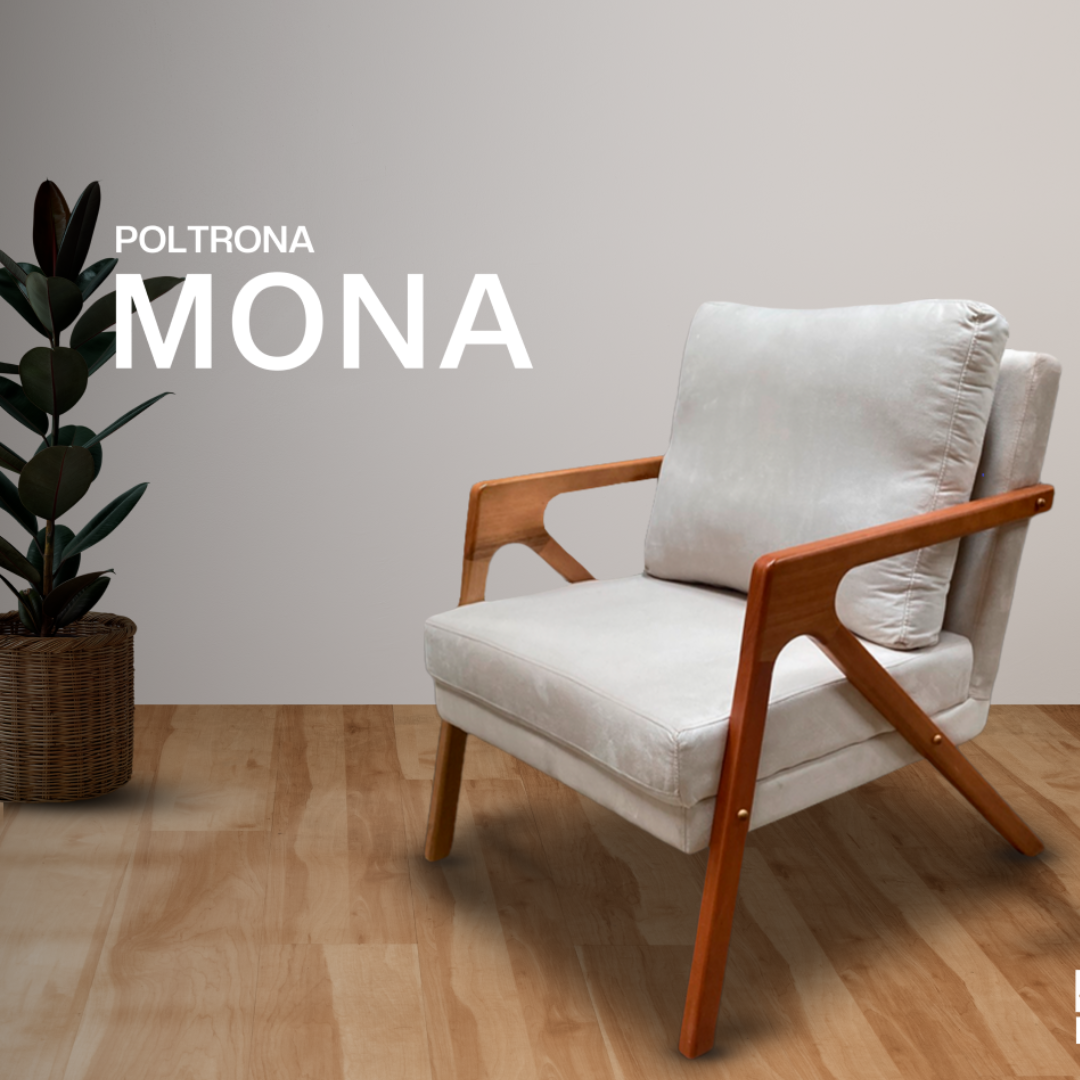 Poltrona Decorativa Mona Luxo - Suede Bege - G2 Home - 2