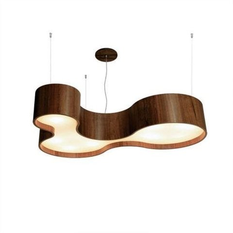 Lustre Pendente Semi Cilíndrico 120cm em Madeira Imbuia