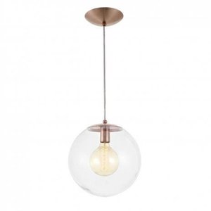 Pendente Redondo Esfera 35cm Vidro Cristal 1 Lâmpada Madelustre - 110V/220V (Bivolt)