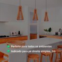Ver imagem 5 de Kit 2 Luminárias Lustre Pendente Vazado Aletado Madeira Soq E27 13x25cm Cor:marfim