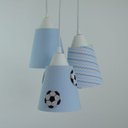 Ver imagem 3 de Lustre Pendente Luminária 3 Cúpulas Bebê Bola De Futebol