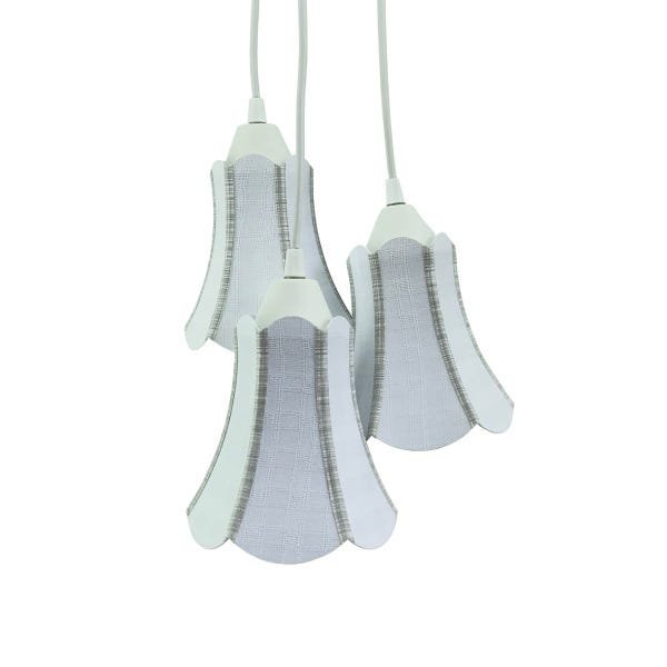 Lustre Pendente Luminária Paris Branco com Detalhes em Cinza - 2