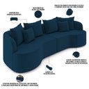 Ver imagem 4 de Sofá 3 Lugares Orgânico Sala de Estar Living 250cm Ekos K01 Veludo Azul Marinho - Lyam Decor