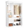 Guarda Roupa Solteiro Closet com Espelho e LED 122cm Stylish A02 Branco Fosco - Mpozenato - 1