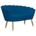 Ver imagem 3 de Namoradeira Estofada Decorativa Para Recepção Pétala Suede Azul Royal - LM DECOR