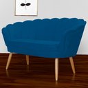 Ver imagem 1 de Namoradeira Estofada Decorativa Para Recepção Pétala Suede Azul Royal - LM DECOR