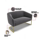 Ver imagem 6 de Sofá Namoradeira e 2 Poltronas Base Industrial Dourado Stella Bouclê Grafite D03 - D'Rossi