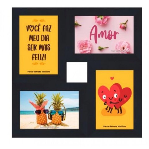 Quadro para 04 Fotos 10x15 Pf-1222po Square