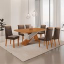 Ver imagem 2 de Mesa de Jantar Yasmin 180 cm Tampo MDF Canto Copo Laminado com 6 Cadeiras Moderna Mobília