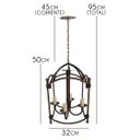 Ver imagem 2 de Lustre Pendente Decorativo De Ferro Varanda ou Pergolado Sala de Estar - Verniz