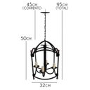 Ver imagem 2 de Lustre Pendente Decorativo De Ferro Varanda ou Pergolado Sala de Estar - Preto