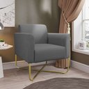 Ver imagem 2 de Poltrona Decorativa Base Industrial X Dourada Maressa S08 Suede Grafite - Ibiza