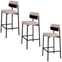 Ver imagem 1 de Banqueta Alta Bar Estofada Kit 3 Ella M25 Linho Areia/preto - Mpozenato