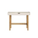 Ver imagem 2 de Mesa Escrivaninha Orgânica Curva 1 Gaveta 100cm Pés Madeira Maciça 100% MDF BP Aura Branco/Offwhite