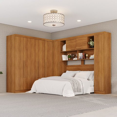 Guarda-Roupa de Canto Modulado 9 Portas 2 Gavetas Argentina Marrom/Cinamomo