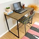 Ver imagem 2 de Mesa para Escritório de Ferro e Madeira 96cm Style Industrial Tabaco e Preto