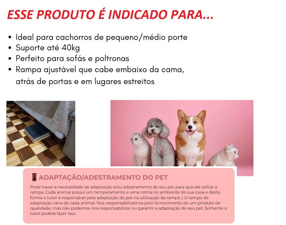Rampa para cães cachorro com carpete antiderrapante EVA - HG MADEIRA - 3