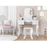 Penteadeira Provençal com 4 gavetas, Espelho e banco Branca AJK017BRC - 2