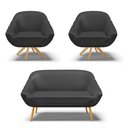 Ver imagem 1 de Kit 01 Namoradeira 02 Lugares e 02 Poltronas Giratória Giovana Corino Preto Base Madeira MM30 - D'
