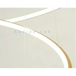 Lustre 5 Aneis 120cm Pendente Moderno Arcos para Pé Direito Duplo Linha Premium - 2