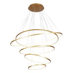 Lustre 5 Aneis 120cm Pendente Moderno Arcos para Pé Direito Duplo Linha Premium - 1