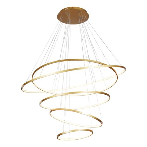 Lustre 5 Aneis 120cm Pendente Moderno Arcos para Pé Direito Duplo Linha Premium