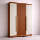 Ver imagem 1 de Guarda-roupa Moderno 4 Portas 2 Gavetas Internas com Pés - Cinamomo/ripado_off White