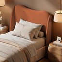 Ver imagem 1 de Cabeceira Orgânica para Cama Box Viúva Luma 120cm Bouclê Terracota - Desk Design