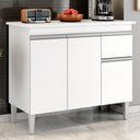 Ver imagem 2 de Balcão de Cozinha Tatiane 95cm Branco com Tampo Mdp - Ajl Móveis