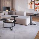 Ver imagem 1 de Conjunto Sala Estar Mesa Centro Lateral Chanfrada Orgânica Nero/preto