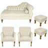 Kit Recamier Sofá Divã Cancun + 2 Poltrona Bia + 2 Puff Bia - Sued Bege - 1