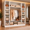 Ver imagem 1 de Armário Closet Modular Colmeia com Prateleiras e Arara Cabideiro Ana New Branco