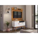 Ver imagem 1 de Rack + Painel Si 90cm Estilo Retrô para Tv até 32'' Polegadas Cor Cinamomo / Branco Pt