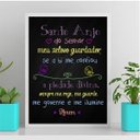 Ver imagem 1 de Quadro Santo Anjo do Senhor Colorido 24x18cm - com Vidro:madeira Branca