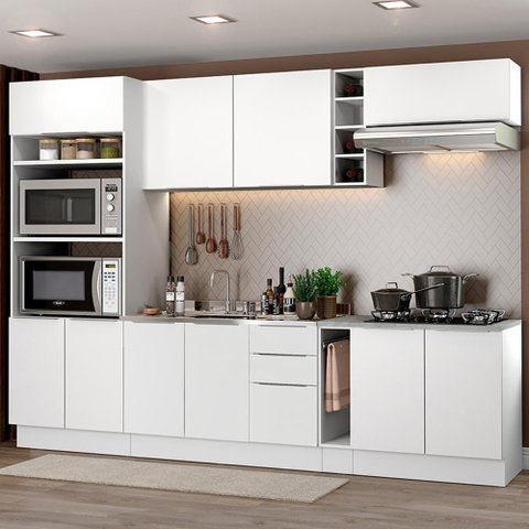 Cozinha Completa Stella Armário e Balcão Branco Madesa