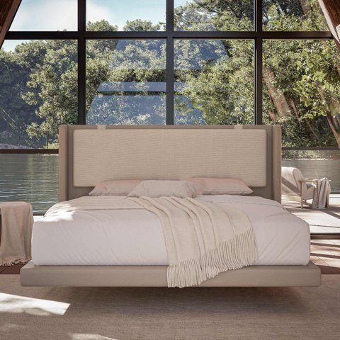 Cama Adulto Reforçada Luxuosa com Cabeceira Estofada Queen Quarto Aconchegante Sofisticado Ocre Bege