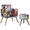 Kit Poltrona Decorativa Nice e Puff Paola Cerveja Suede Pes Palito - 1