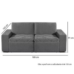Estofado Sofá Retrátil Jaguar 2 Lugares Sl88 1,80M Molufan - 5 Estofado Sofá Retrátil Jaguar 2 Lugares Sl88 1,80M Molufan - 5