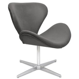 Poltrona Decorativa Swan Suede Cinza Giratória Zarco - 2