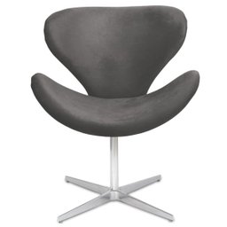 Poltrona Decorativa Swan Suede Cinza Giratória Zarco - 1